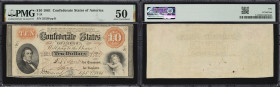 T-24. Confederate Currency. 1861 $10. PMG About Uncirculated 50.