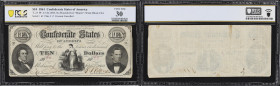 T-25. Confederate Currency. 1861 $10. PCGS Banknote Very Fine 30.