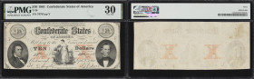 T-26. Confederate Currency. 1861 $10. PMG Very Fine 30.