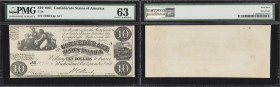 T-28. Confederate Currency. 1861 $10. PMG Choice Uncirculated 63.