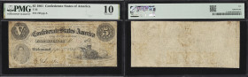T-32. Confederate Currency. 1861 $5. PMG Very Good 10.