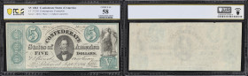 CT-33. Confederate Currency. 1861 $5. PCGS Banknote Choice About Uncirculated 58. Contemporary Counterfeit.