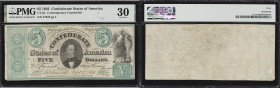 CT-33. Confederate Currency. 1861 $5. PMG Very Fine 30. Contemporary Counterfeit.