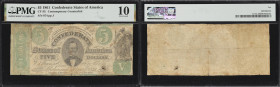 CT-33. Confederate Currency. 1861 $5. PMG Very Good 10. Contemporary Counterfeit.