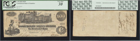 T-39. Confederate Currency. 1862 $100. PCGS Currency Very Fine 30. Trans-Mississippi Issue. Penned Military Endorsement. "Maj. Benjamin Bloomfield QM....