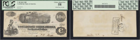 T-40. Confederate Currency. 1862 $100. PCGS Currency Choice About New 58.
