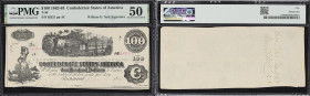 T-40. Confederate Currency. 1863 $100. PMG About Uncirculated 50. Penned Civilian Endorsement "William D. Nutt, Chief Clerk for the Treasurer, Confede...