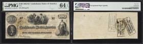 T-41. Confederate Currency. 1862 $100. PMG Choice Uncirculated 64 EPQ.