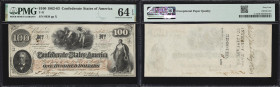 T-41. Confederate Currency. 1862 $100. PMG Choice Uncirculated 64 EPQ. Trans-Mississippi Issue.