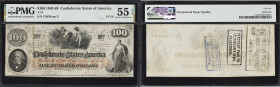 T-41. Confederate Currency. 1862 $100. PMG About Uncirculated 55 EPQ.