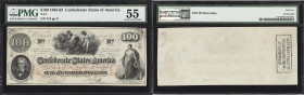 T-41. Confederate Currency. 1862 $100. PMG About Uncirculated 55.