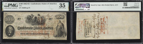 T-41. Confederate Currency. 1862 $100. PMG Choice Very Fine 35. Penned Military Endorsement "Capt. John Stodart Byers ACS"