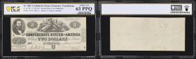 T-42. Confederate Currency. 1862 $2. PCGS Banknote Choice Uncirculated 63 PPQ.