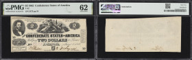 T-42. Confederate Currency. 1862 $2. PMG Uncirculated 62.