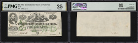 T-43. Confederate Currency. 1862 $2. PMG Very Fine 25.