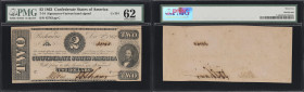 T-54. Confederate Currency. 1862 $2. PMG Uncirculated 62.