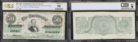 T-57. Confederate Currency. 1863 $50. PCGS Banknote Choice About Uncirculated 58.
