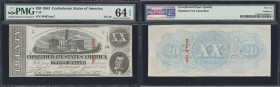 T-58. Confederate Currency. 1863 $20. PMG Choice Uncirculated 64 EPQ.