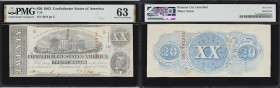 T-58. Confederate Currency. 1863 $20. PMG Choice Uncirculated 63.