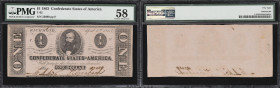 T-62. Confederate Currency. 1863 $1. PMG Choice About Uncirculated 58.