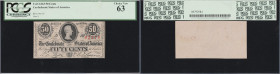 Lot of (3) T-63. Confederate Currency. 1863 50 Cents. PMG Uncirculated 62 EPQ to PCGS Banknote Choice Uncirculated 63.