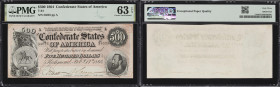 T-64. Confederate Currency. 1864 $500. PMG Choice Uncirculated 63 EPQ.