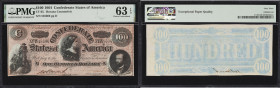 CT-65. Confederate Currency. 1864 $100. PMG Choice Uncirculated 63 EPQ. Havana Counterfeit.