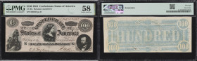 CT-65. Confederate Currency. 1864 $100. PMG Choice About Uncirculated 58. Havana Counterfeit.