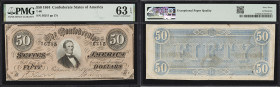 T-66. Confederate Currency. 1864 $50. PMG Choice Uncirculated 63 EPQ.