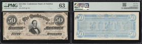 T-66. Confederate Currency. 1864 $50. PMG Choice Uncirculated 63.