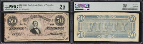 T-66. Confederate Currency. 1864 $50. PMG Very Fine 25. Solid Serial Number.