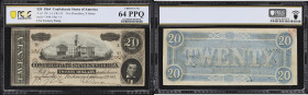 T-67. Confederate Currency. 1864 $20. PCGS Banknote Choice Uncirculated 64 PPQ.