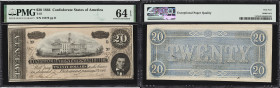 T-67. Confederate Currency. 1864 $20. PMG Choice Uncirculated 64 EPQ.