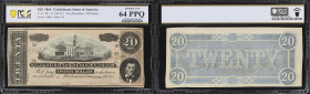T-67. Confederate Currency. 1864 $20. PCGS Banknote Choice Uncirculated 64 PPQ.