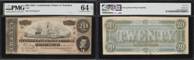 T-67. Confederate Currency. 1864 $20. PMG Choice Uncirculated 64 EPQ.