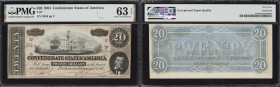 Lot of (2) T-67. Confederate Currency. 1864 $20. PMG Choice Uncirculated 63 EPQ.