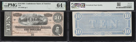 Lot of (3) T-68. Confederate Currency. 1864 $10. PMG Choice Uncirculated 64 EPQ.