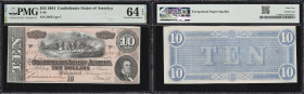T-68. Confederate Currency. 1864 $10. PMG Choice Uncirculated 64 EPQ.