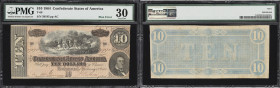 T-68. Confederate Currency. 1864 $10. PMG Very Fine 30. Plate Position Engraving Error.
