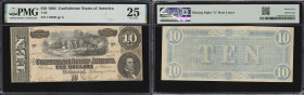 T-68. Confederate Currency. 1864 $10. PMG Very Fine 25. Missing Plate Letter Error.