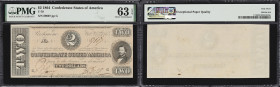 T-70. Confederate Currency. 1864 $2. PMG Choice Uncirculated 63 EPQ.