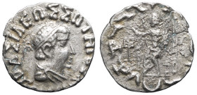 GRÈCE ANTIQUE - GREEK
Royaume de Bactriane, Hermaios (90-70 av. J.-C.). Drachme de poids indien ND.
Bopearachichi série 17, 100-105 ; Argent - 2,12 g ...