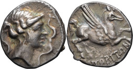 GAULE - CELTIC
Ampurias (Emporiton). Drachme au Pégase ND (c.200 av. J.-C.), Ampurias.
LT.- - BN cf.2212 - SNG Cop.640 v ; Argent - 4,24 g - 17 mm - 1...