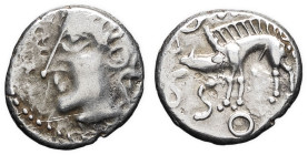 GAULE - CELTIC
Séquanes. Denier SEQVANOIOTVOS ND (Ier siècle avant J.-C.).
LT.5351 - DT.3243 - RIG.260 ; Argent - 1,91 g - 12 mm - 2 h
TB.