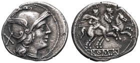 RÉPUBLIQUE ROMAINE - ROMAN REPUBLIC
Anonymes. Denier ND (211 av. J.-C.).
RRC.55/1 ; Argent - 4,69 g - 17,5 mm - 12 h
Fine patine noire par endroits. T...