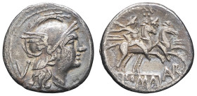 RÉPUBLIQUE ROMAINE - ROMAN REPUBLIC
C. Aurunculeius. Quinaire ND (209 av. J.-C.), Rome.
RRC.65/1 ; Argent - 1,76 g - 15 mm - 4 h
TB à TTB.