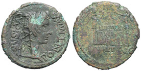 EMPIRE ROMAIN - ROMAN
Auguste (27 av. J.-C. - 14 ap. J.-C.). As ND (10-6 av. J.-C.), Lyon.
RIC.230 ; Bronze - 11,14 g - 25,5 mm - 10 h
Contremarque AV...