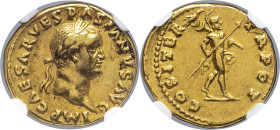 EMPIRE ROMAIN - ROMAN
Vespasien (69-79). Aureus 69-71, Rome.
Calicó 609b - RIC.6 ; Or - 7,35 g - 17,5 mm - 6 h
NGC Ch VF 5/5 3/5 light marks (6645988-...
