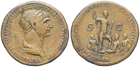 EMPIRE ROMAIN - ROMAN
Trajan (98-117). Sesterce ND (114-117), Rome.
RIC.642 - Woytek 590 ; Bronze - 26,72 g - 33,5 mm - 6 h
TTB.