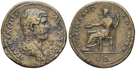EMPIRE ROMAIN - ROMAN
Hadrien (117-138). Sesterce ND (129-130), Rome.
RIC.1155 ; Bronze - 24,76 g - 33 mm - 12 h
Corrosion ancienne à l’avers. TTB.
